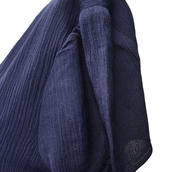 Wayf Navy Blue Blouson Midi Dress Rayon & Polyester Lined V-Neck Short Sleeves M - Picture 16 of 16